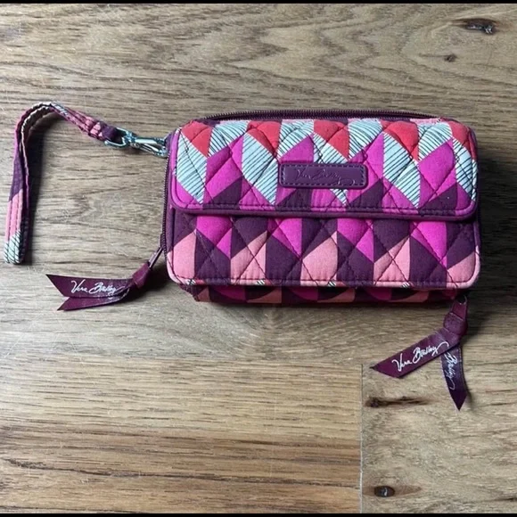 Vera Bradley Pink and Purple Geometric Wristlet - Picture 2 of 4